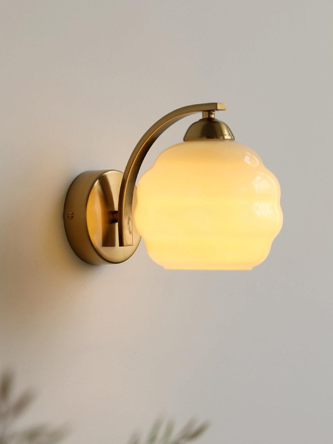 Metal Wall Sconce 5.9 in White Glass Indoor Lighting Vintage Bedroom Living Room Decor | Thomler