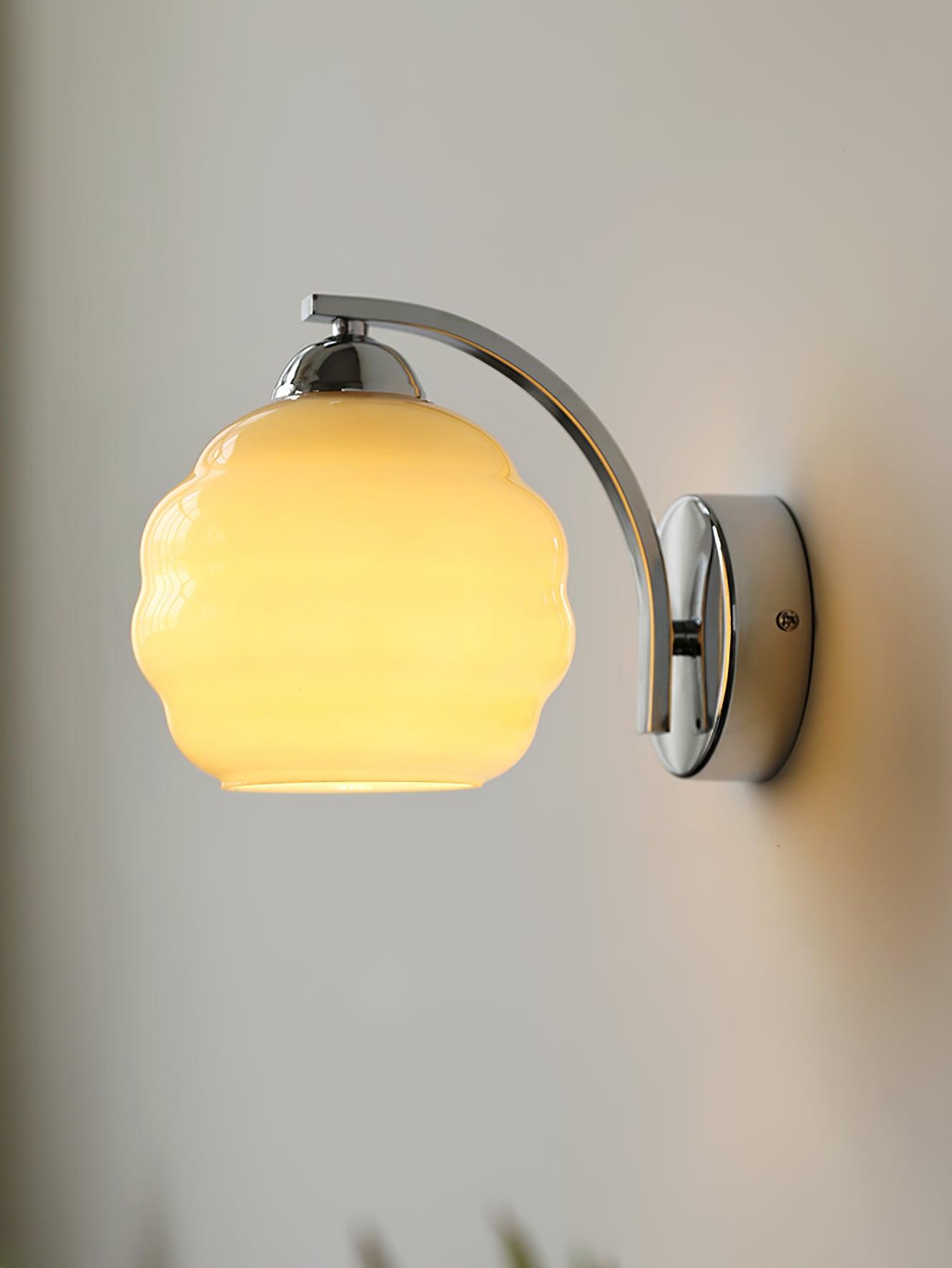 Metal Wall Sconce 5.9 in White Glass Indoor Lighting Vintage Bedroom Living Room Decor | Thomler
