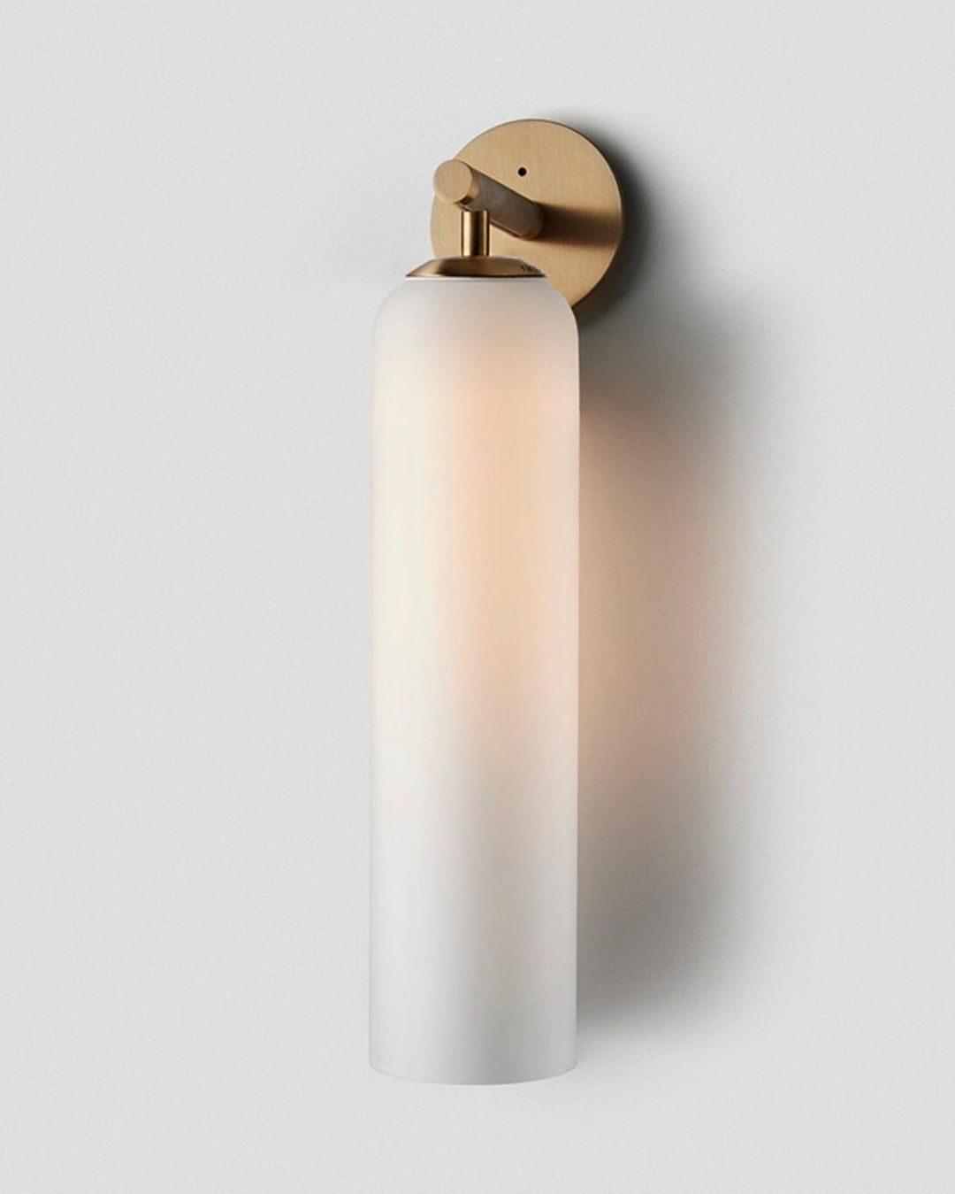 Art Glass Sconce 18.9 in Cylindrical Wall Light Frosted White for Bedroom Hallway Living Room Ambience Decorative Lighting Fixture | Thomler