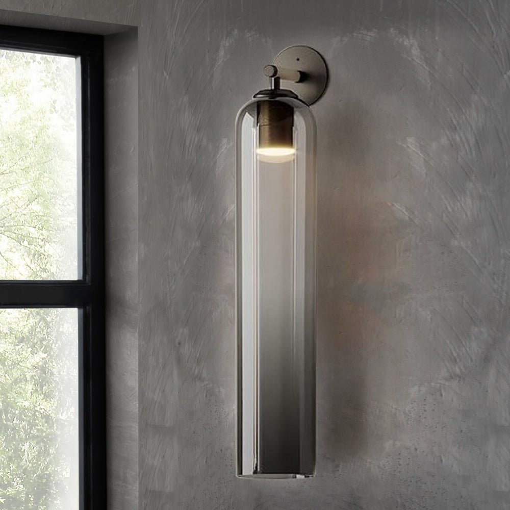 Art Glass Sconce 18.9 in Cylindrical Wall Light Frosted White for Bedroom Hallway Living Room Ambience Decorative Lighting Fixture | Thomler