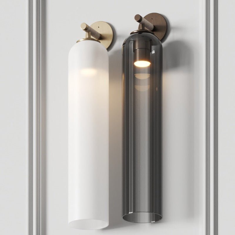 Art Glass Sconce 18.9 in Cylindrical Wall Light Frosted White for Bedroom Hallway Living Room Ambience Decorative Lighting Fixture | Thomler