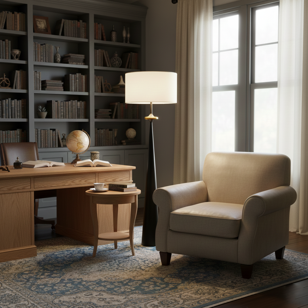 Floor Lamp Wood 65.4 in White Shade Living Room Ambient Lighting Contemporary Decor | Thomler