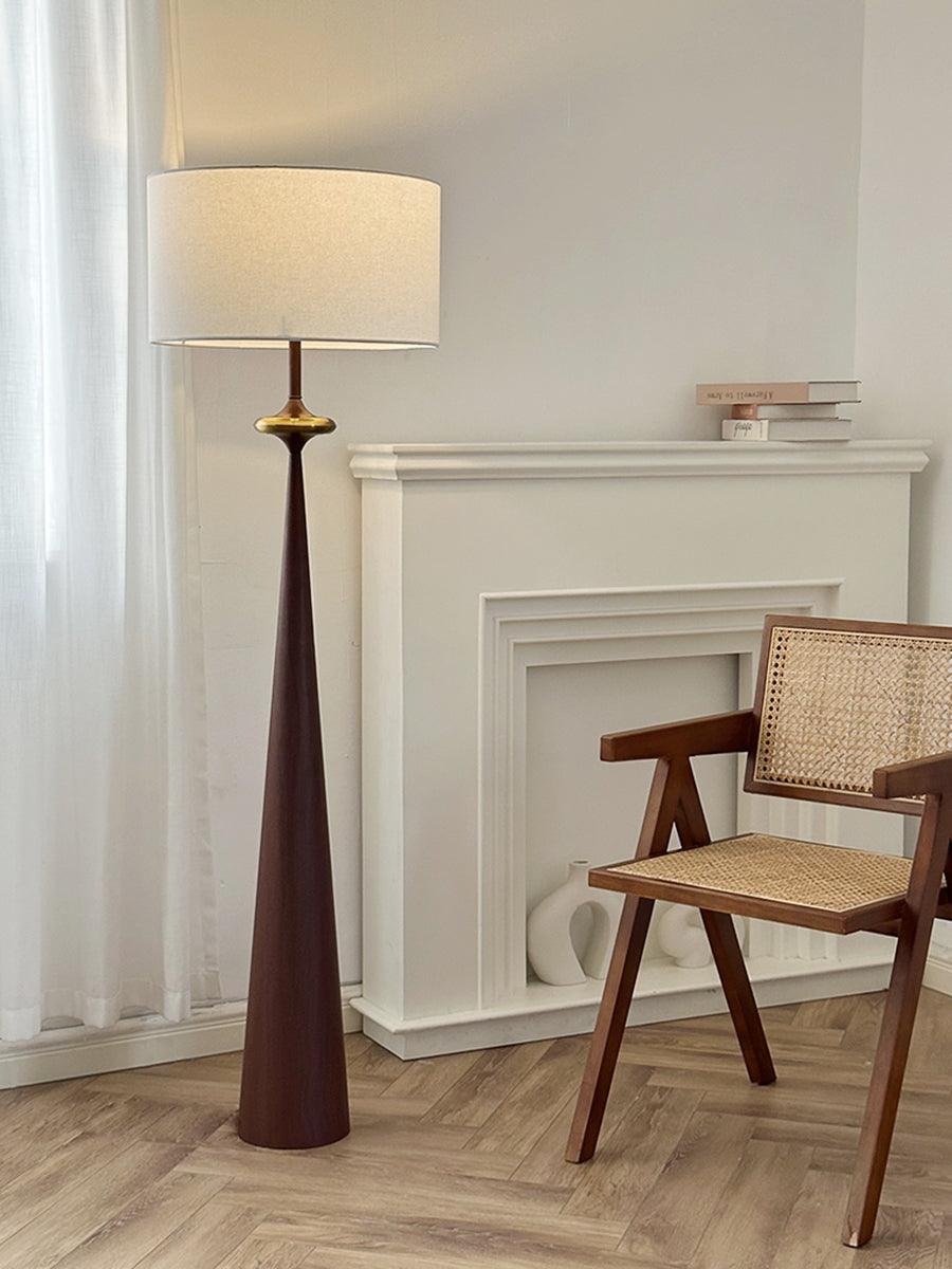 Floor Lamp Wood 65.4 in White Shade Living Room Ambient Lighting Contemporary Decor | Thomler