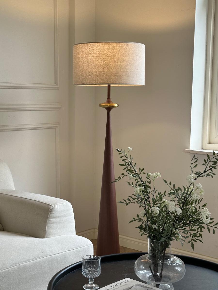 Floor Lamp Wood 65.4 in White Shade Living Room Ambient Lighting Contemporary Decor | Thomler
