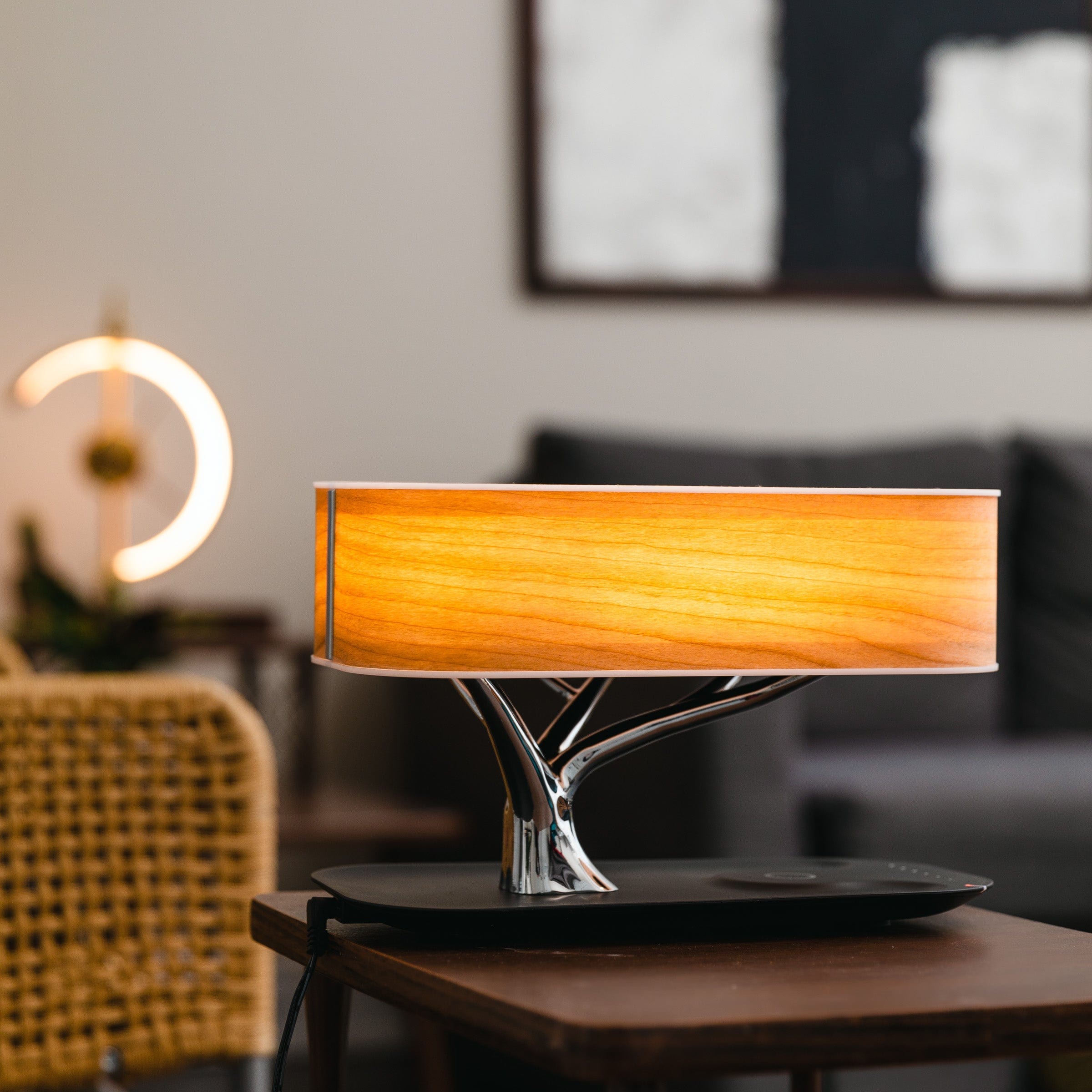 Wireless Charging Table Lamp with Bluetooth Speaker for Bedroom Nightstand Office Desk Living Room Modern LED Accent Light | Thomler