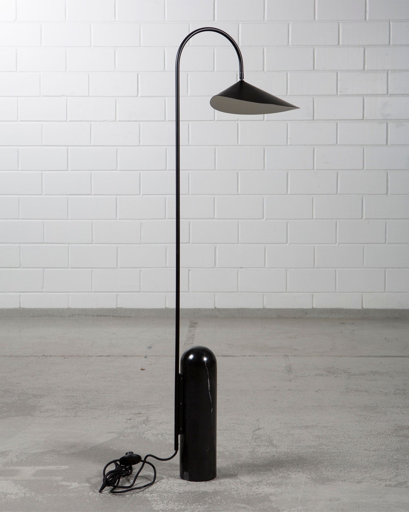 Floor Lamp Metal 53.5 in Black Marble Base Indoor LED Reading Light Living Room Bedroom Accent | Thomler