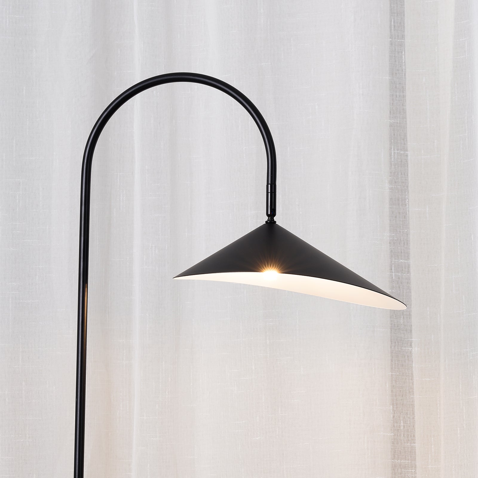 Floor Lamp Metal 53.5 in Black Marble Base Indoor LED Reading Light Living Room Bedroom Accent | Thomler