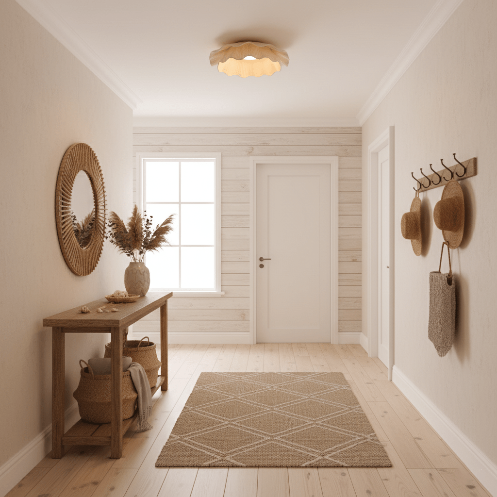 Ceiling Light Fabric Shade Integrated LED 50.0 cm Beige Bedroom Hallway Dimmable Flush Mount Indoor Lighting | Thomler