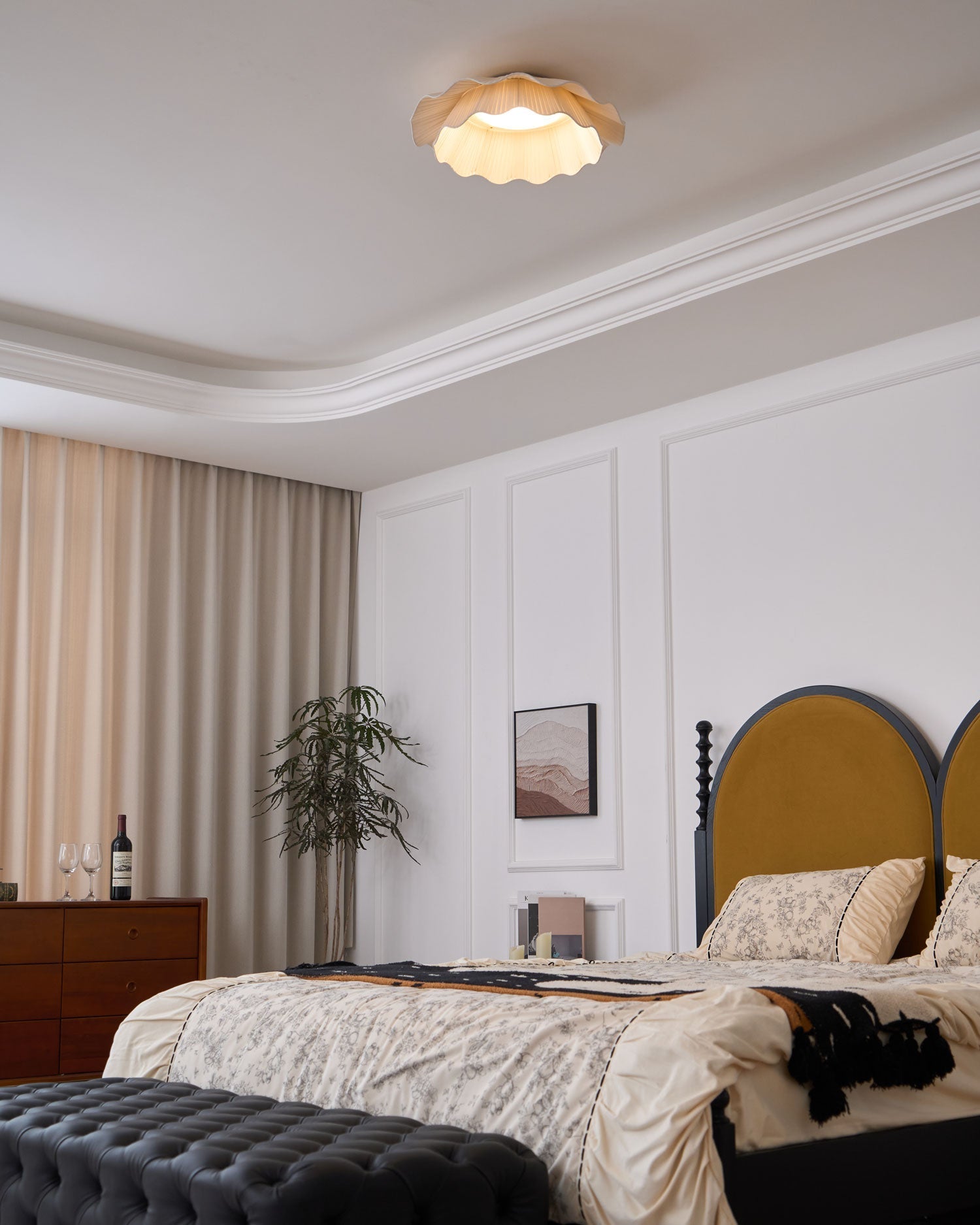 Ceiling Light Fabric Shade Integrated LED 50.0 cm Beige Bedroom Hallway Dimmable Flush Mount Indoor Lighting | Thomler