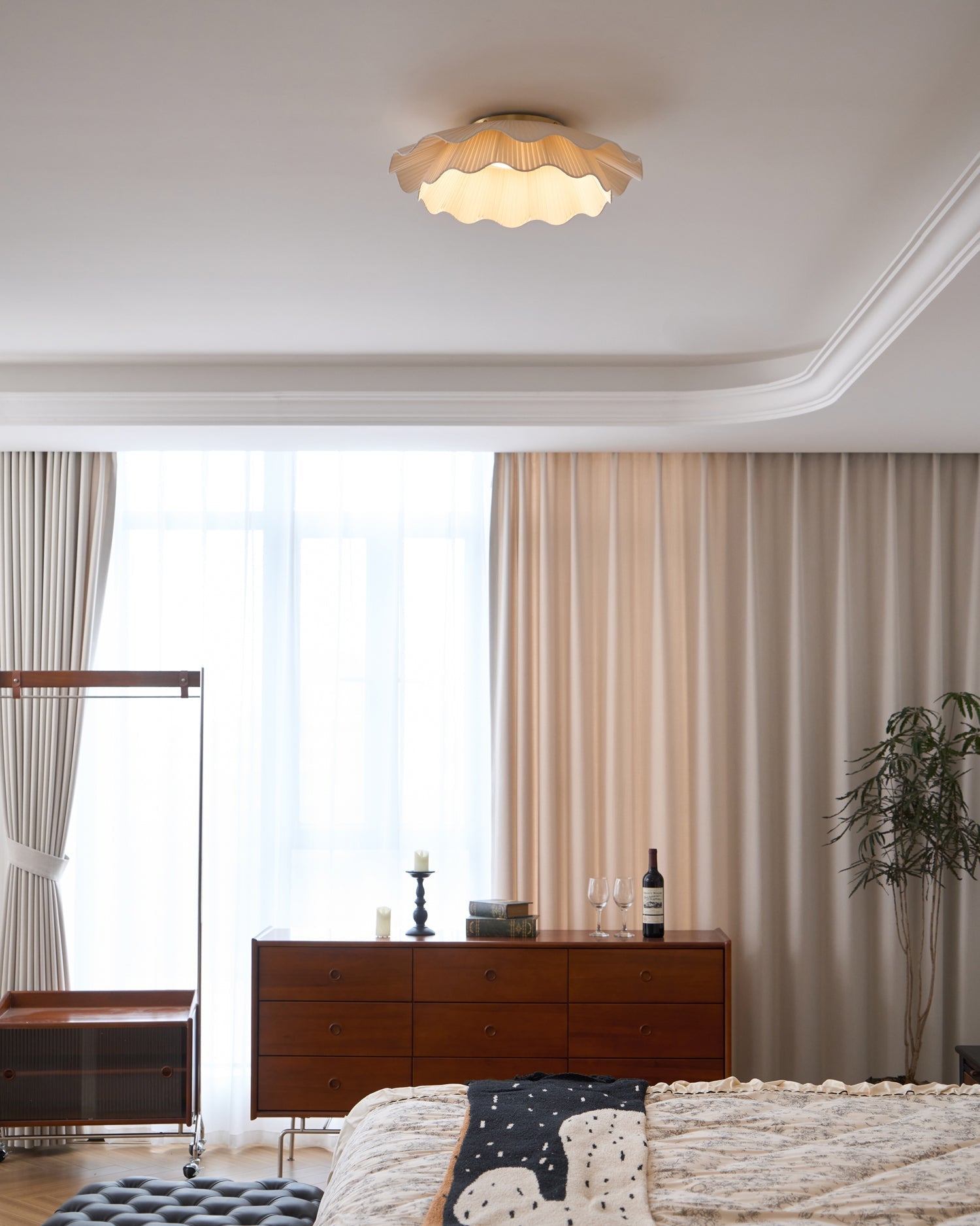 Ceiling Light Fabric Shade Integrated LED 50.0 cm Beige Bedroom Hallway Dimmable Flush Mount Indoor Lighting | Thomler