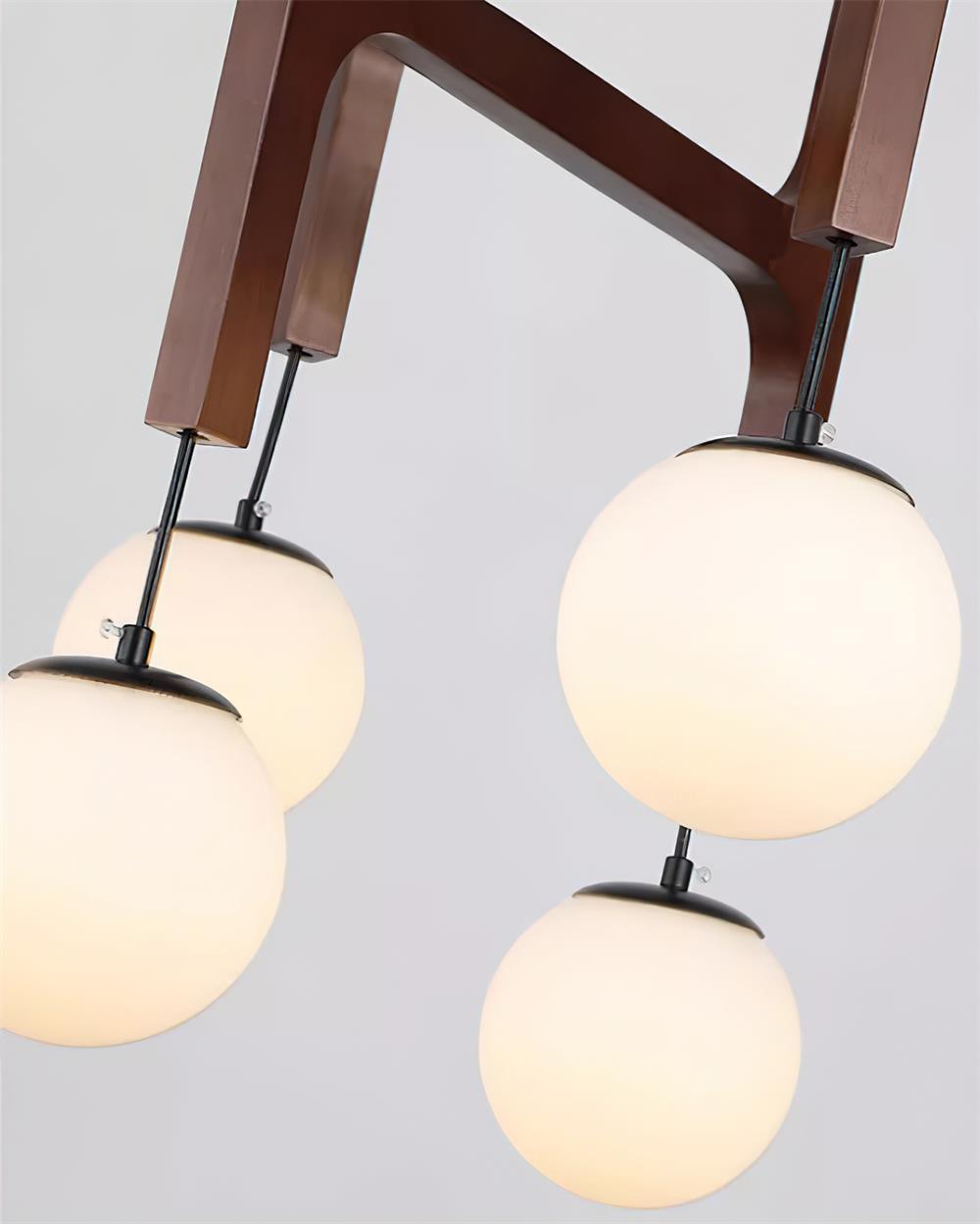 Chandelier Wood Multi-Light 23.6 in White Indoor Dining Room Pendant Light Adjustable Height | Thomler