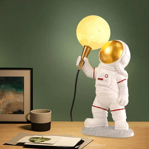 Table Lamp Resin 14 in Floating Astronaut Desk Bedroom Night Light Cosmic Decor | Thomler