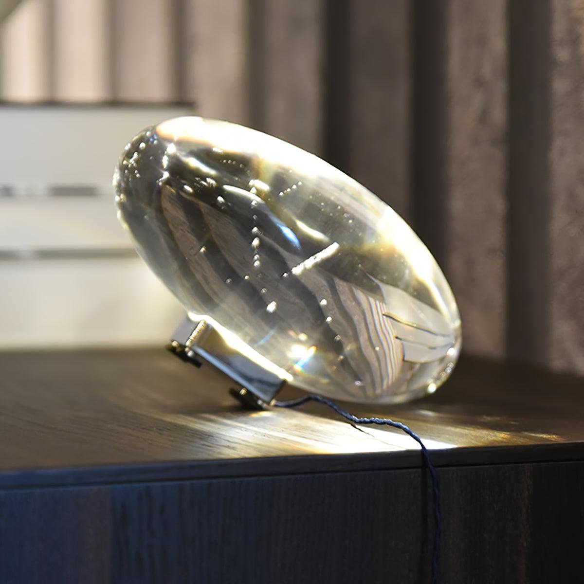 Atman Glass Oval Table Lamp 6.3 in x 3.1 in Chrome Indoor Accent Lighting Warm Neutral Cool | Thomler