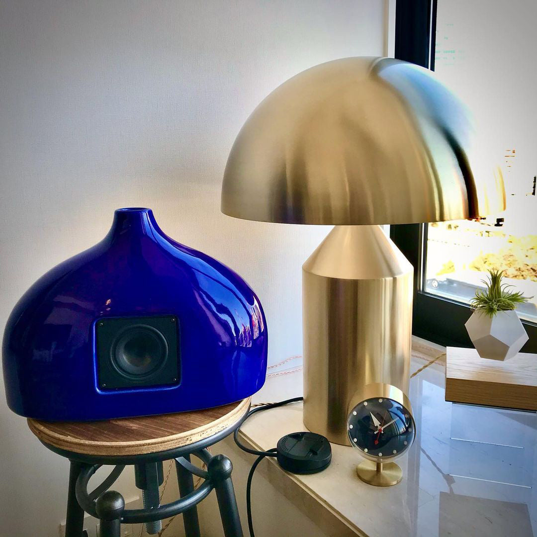 Geometric Table Lamp 13.8 in Metal Modern Bedroom Living Room Ambient Light Sculptural Design | Thomler