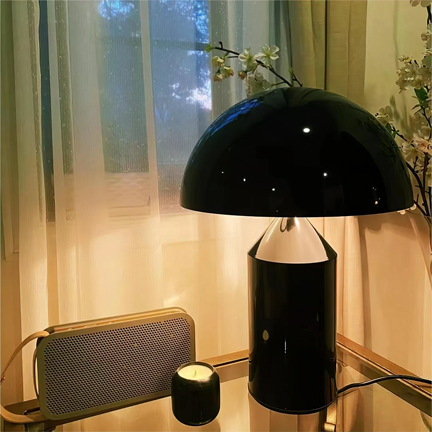 Geometric Table Lamp 13.8 in Metal Modern Bedroom Living Room Ambient Light Sculptural Design | Thomler