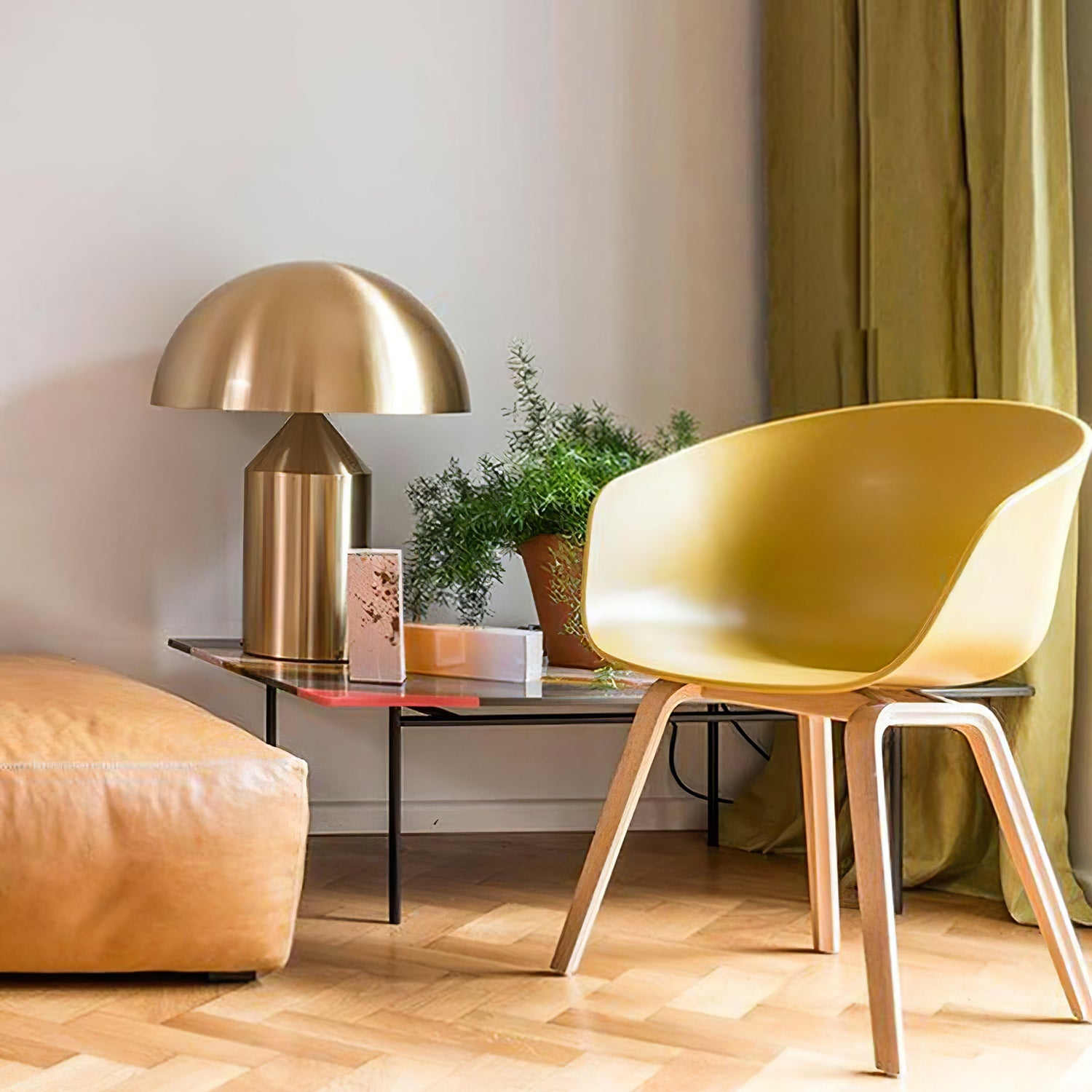 Geometric Table Lamp 13.8 in Metal Modern Bedroom Living Room Ambient Light Sculptural Design | Thomler