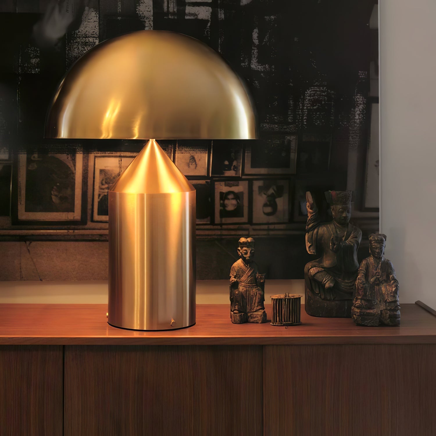 Geometric Table Lamp 13.8 in Metal Modern Bedroom Living Room Ambient Light Sculptural Design | Thomler