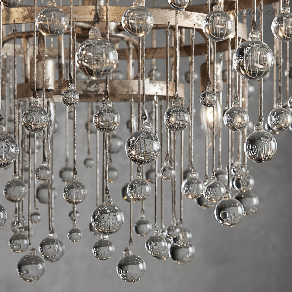 12-Light Hanging Fixture with Stacked Glass Beads in 3 Finishes – Grand Foyer Lighting for High Ceilings | Thomler