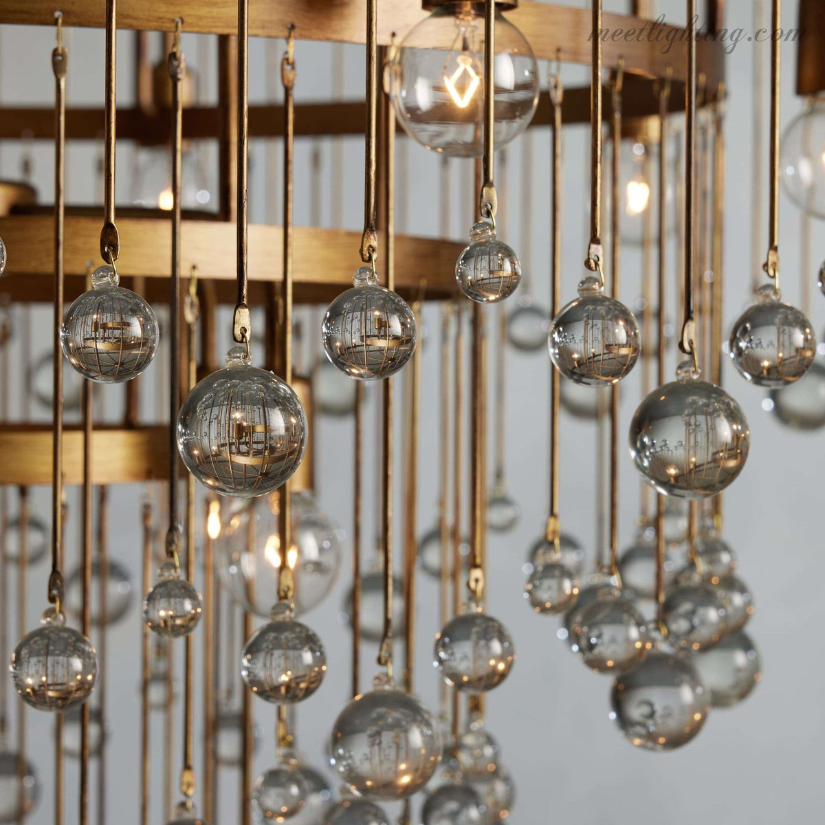 12-Light Hanging Fixture with Stacked Glass Beads in 3 Finishes – Grand Foyer Lighting for High Ceilings | Thomler