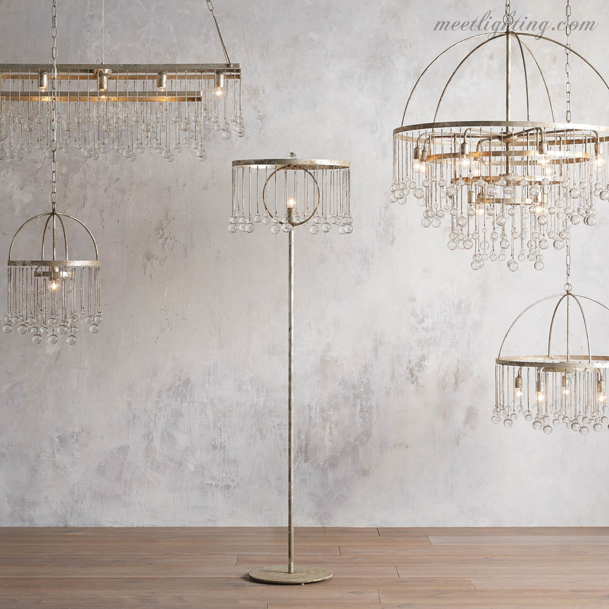 12-Light Hanging Fixture with Stacked Glass Beads in 3 Finishes – Grand Foyer Lighting for High Ceilings | Thomler