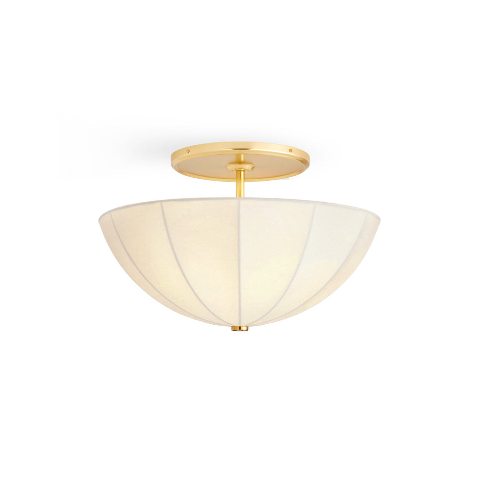 Gathered Fabric Drum Ceiling Light with Metal Trim – 3-Bulb Semi-Flush Fixture for Living Room & Bedroom | Thomler