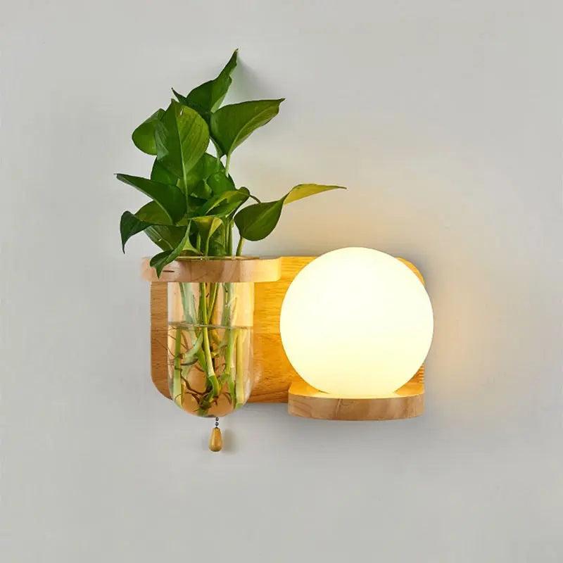 Wall-Mounted Plant Display Fixture with Integrated LED Lighting & Vase Holder for Living Room, Bedroom, Kitchen | Thomler