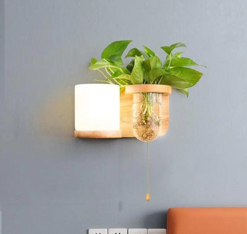 Wall-Mounted Plant Display Fixture with Integrated LED Lighting & Vase Holder for Living Room, Bedroom, Kitchen | Thomler