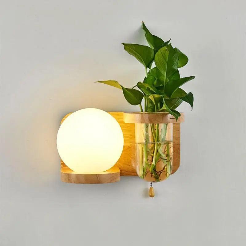 Wall-Mounted Plant Display Fixture with Integrated LED Lighting & Vase Holder for Living Room, Bedroom, Kitchen | Thomler