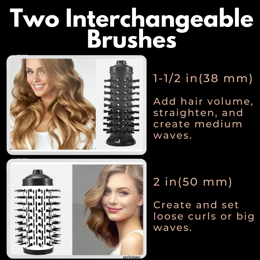 Volumizing Hot Air Brush with Rotating Barrel for Curls & Waves | Ionic Ceramic Styling Wand | Dual Voltage 1000W Hair Dryer Brush | Thomler