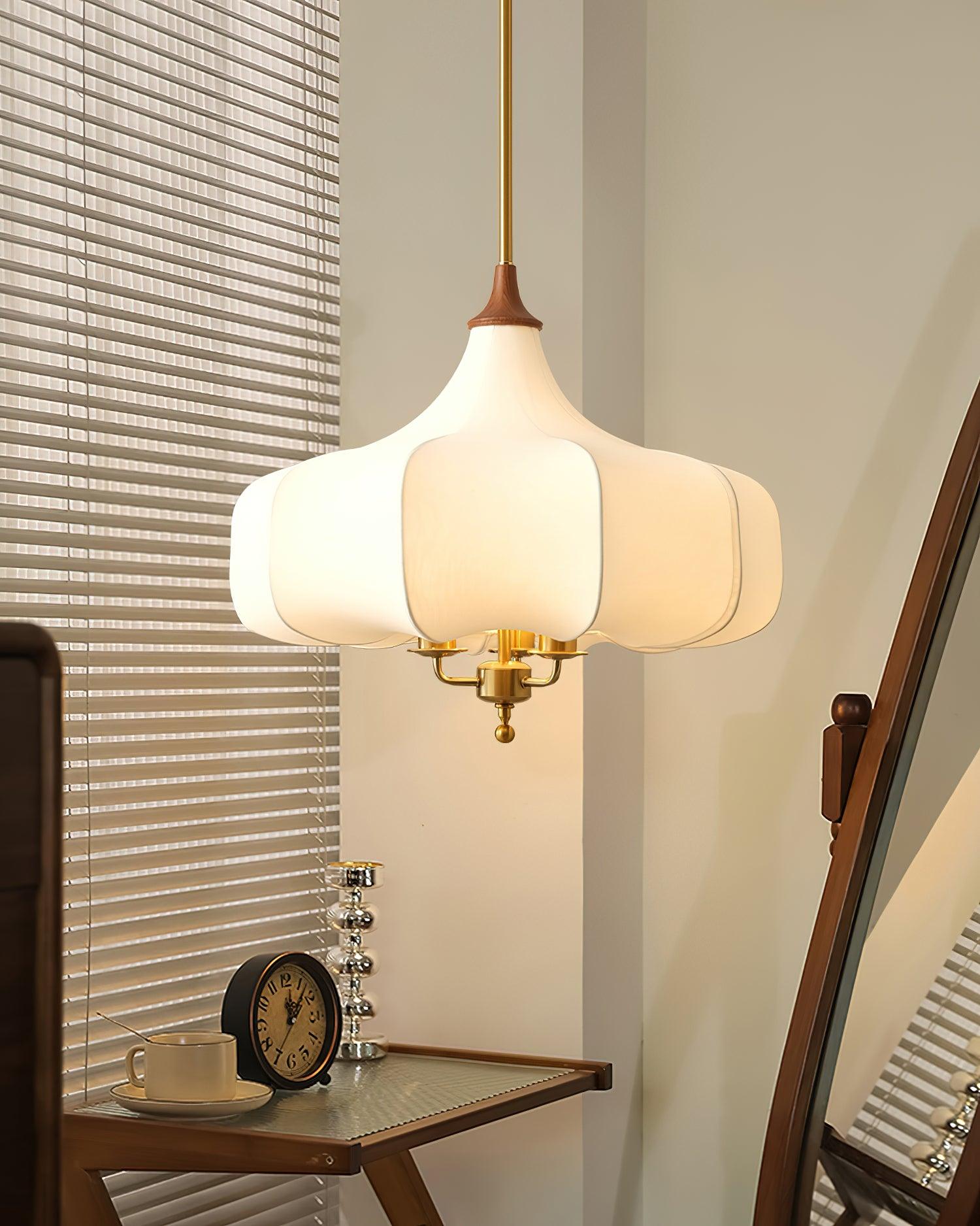 Layered Wood Hanging Light Fixture Adjustable Height Ceiling Lamp 20-24 Inches Multi-Material Dining Room Living Room Bedroom | Thomler