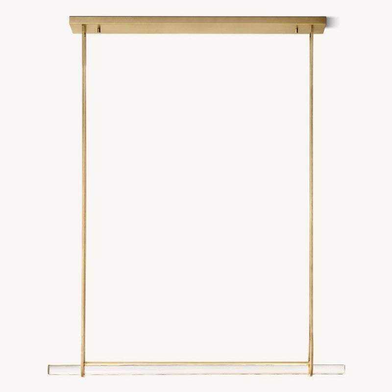 Linear Crystal Chandelier 60 Inch – Brass Frame with 10 Hanging Prisms – LED Lighting for Dining Room & Entryway | Thomler