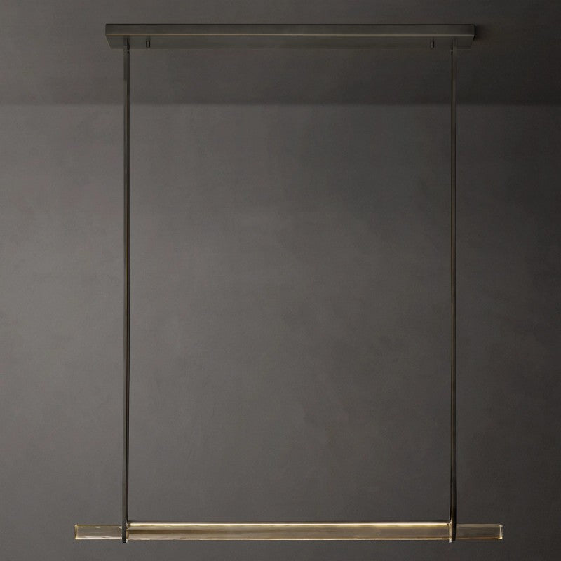 Linear Crystal Chandelier 60 Inch – Brass Frame with 10 Hanging Prisms – LED Lighting for Dining Room & Entryway | Thomler