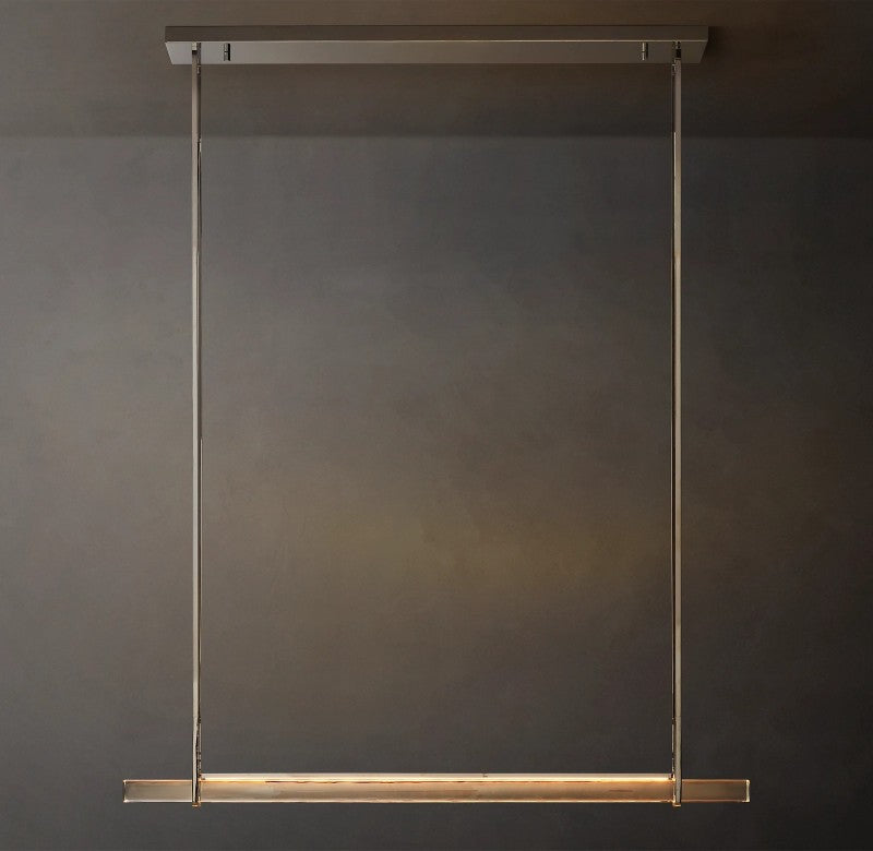 Linear Crystal Chandelier 60 Inch – Brass Frame with 10 Hanging Prisms – LED Lighting for Dining Room & Entryway | Thomler