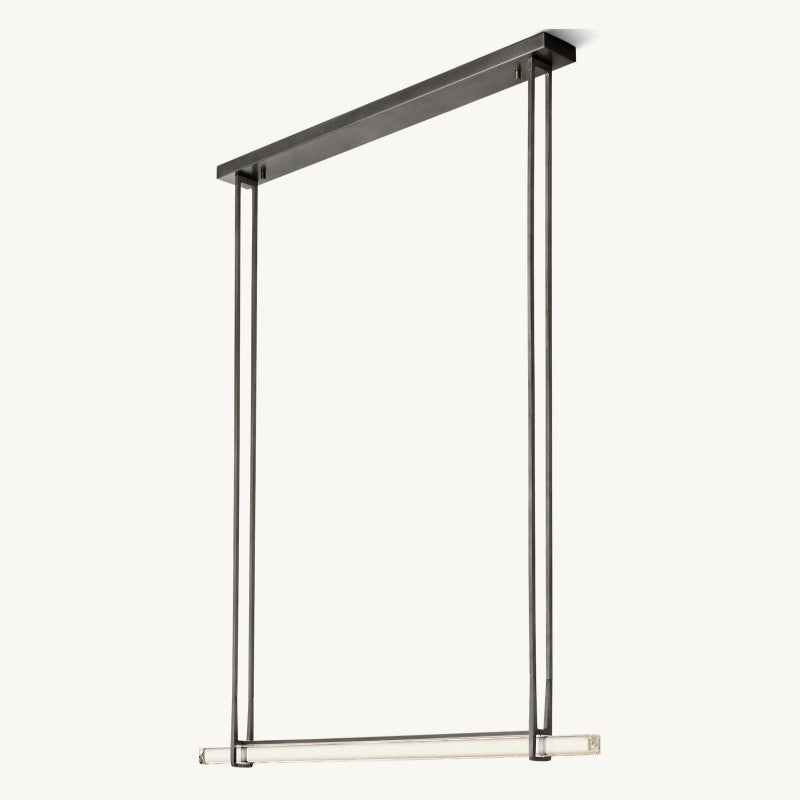 Linear Crystal Chandelier 60 Inch – Brass Frame with 10 Hanging Prisms – LED Lighting for Dining Room & Entryway | Thomler