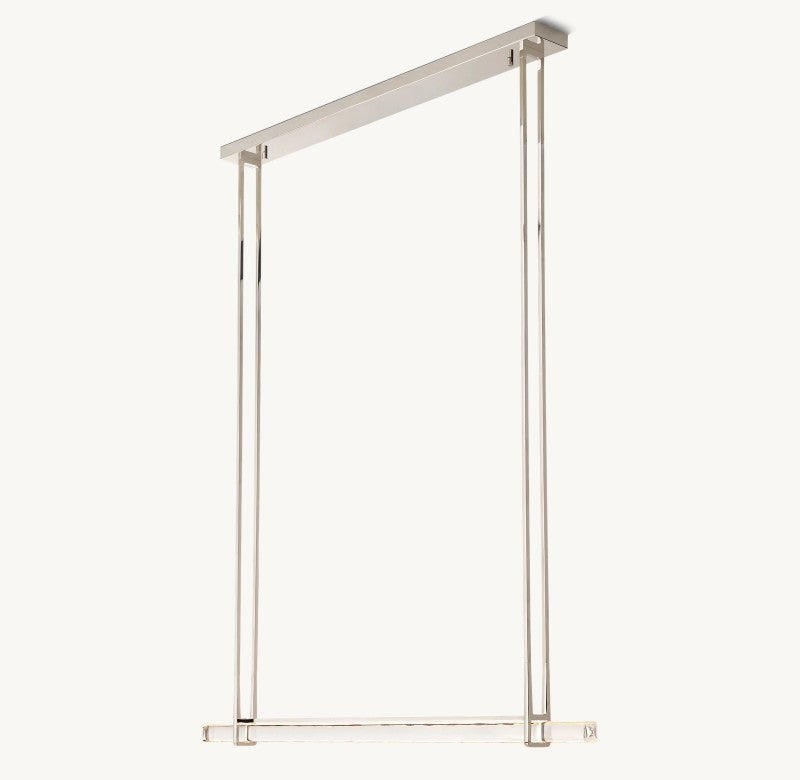 Linear Crystal Chandelier 60 Inch – Brass Frame with 10 Hanging Prisms – LED Lighting for Dining Room & Entryway | Thomler