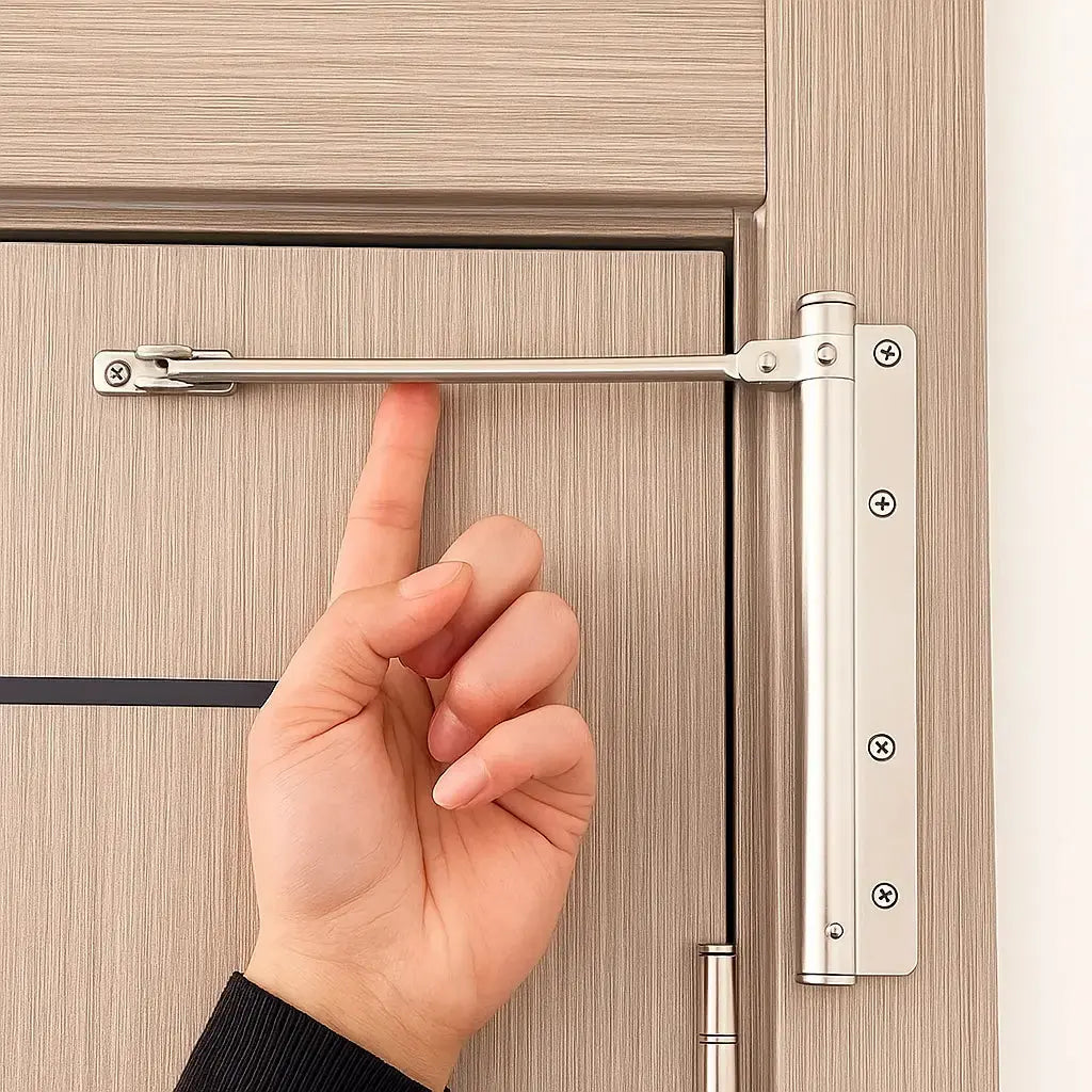 Adjustable Door Closer for Quiet Secure Closing | Stainless Steel Hydraulic Damper, 4-Speed Control, Easy Install for Interior Doors, Left | Thomler