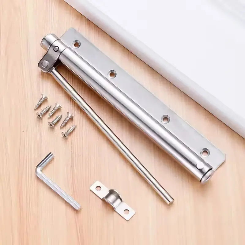 Adjustable Door Closer for Quiet Secure Closing | Stainless Steel Hydraulic Damper, 4-Speed Control, Easy Install for Interior Doors, Left | Thomler