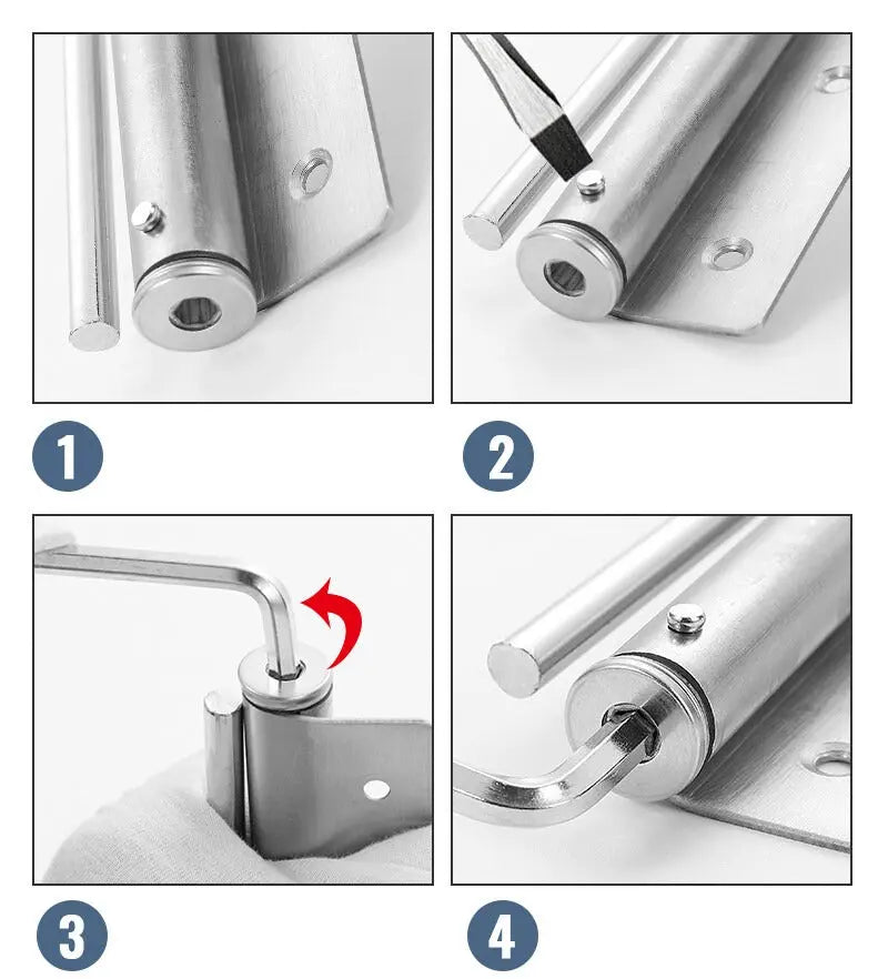 Adjustable Door Closer for Quiet Secure Closing | Stainless Steel Hydraulic Damper, 4-Speed Control, Easy Install for Interior Doors, Left | Thomler
