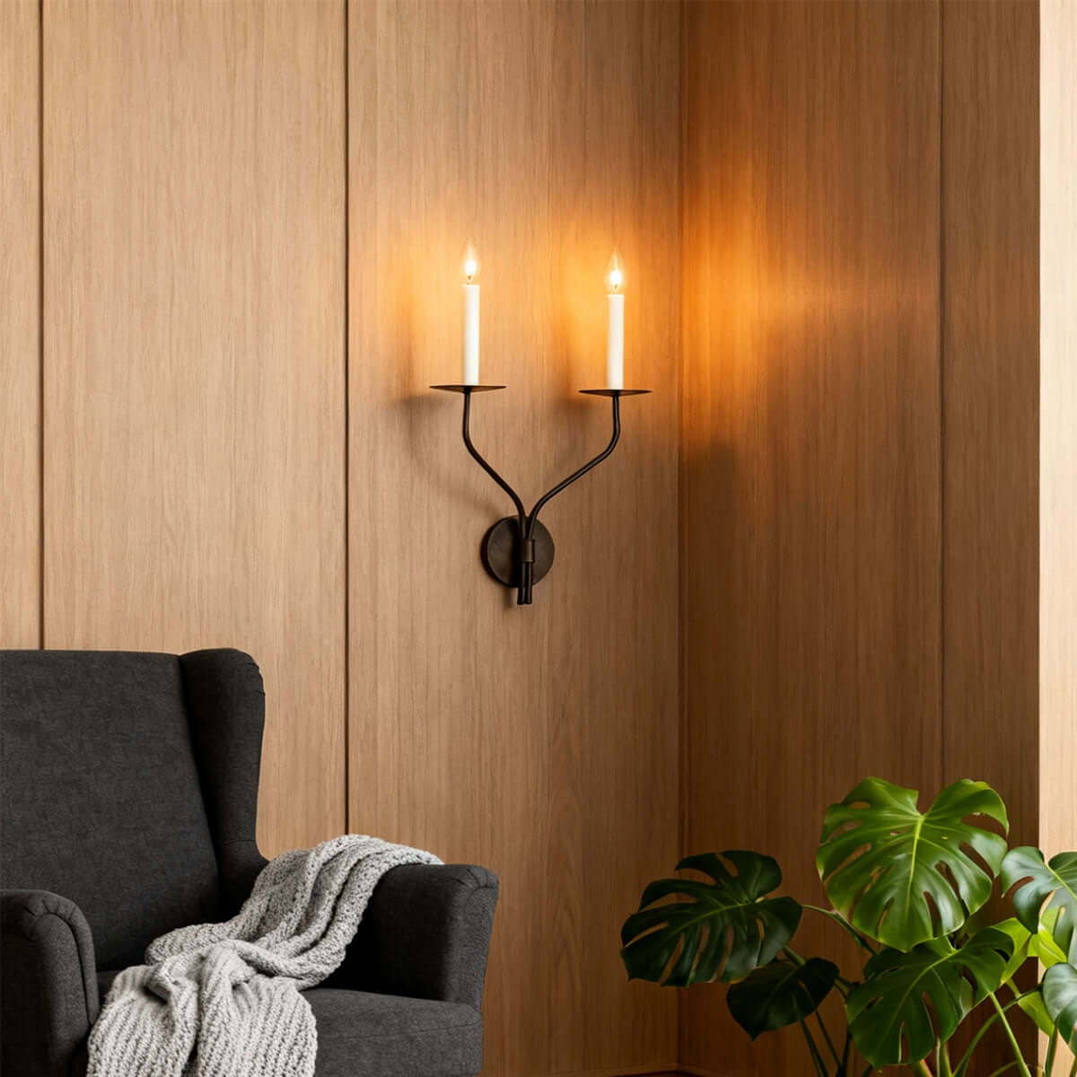 Wall Lamp Brass E14 40W 28.7 in Living Room Hallway Bedside Light Artistic Minimalist Accent | Thomler