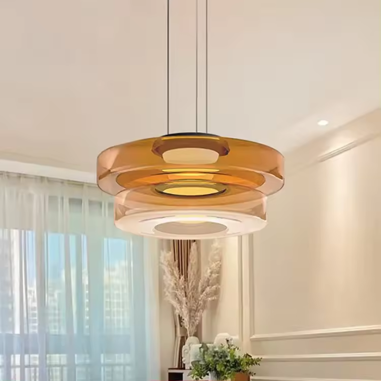 Pendant Light Layered Glass 30.0 cm Amber Dining Room Living Room Ceiling Lamp Modern Atmosphere Lighting | Thomler
