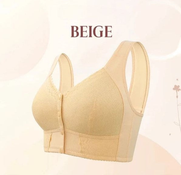 Cotton Front-Closure Wireless Support Bra for Women | Everyday Comfort Bralette with Easy Front Hook | Soft Breathable Full Coverage Bra | P | Thomler