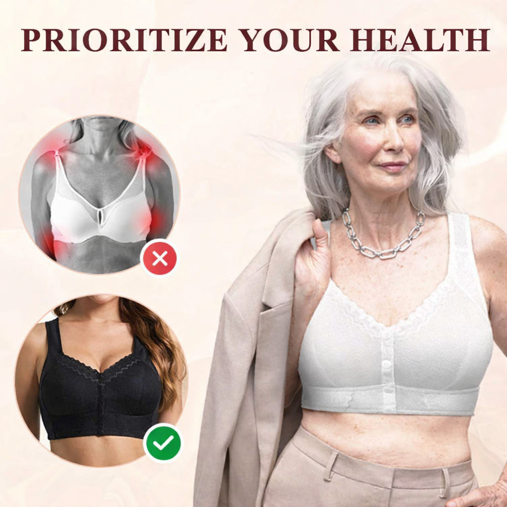 Cotton Front-Closure Wireless Support Bra for Women | Everyday Comfort Bralette with Easy Front Hook | Soft Breathable Full Coverage Bra | P | Thomler