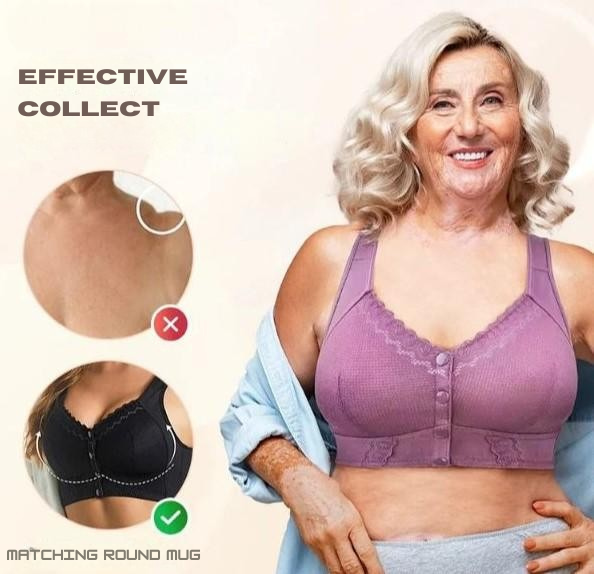 Cotton Front-Closure Wireless Support Bra for Women | Everyday Comfort Bralette with Easy Front Hook | Soft Breathable Full Coverage Bra | P | Thomler