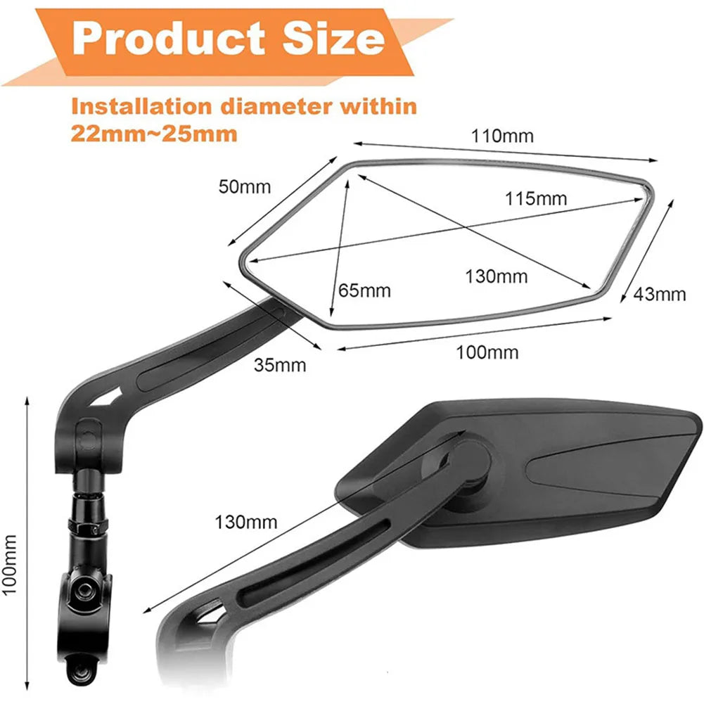 Handlebar Rearview Mirrors for Bicycles & Scooters – 2-Pack Wide-View Reflectors with Adjustable Rotation & Quick Clamp Mount | Thomler