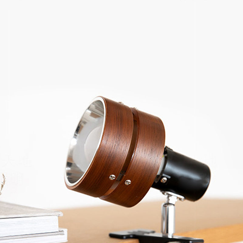 Japanese-Style Clip-On Wall Sconce with Wooden Shade and Round Design for Bedroom or Living Room Accent Lighting | Thomler