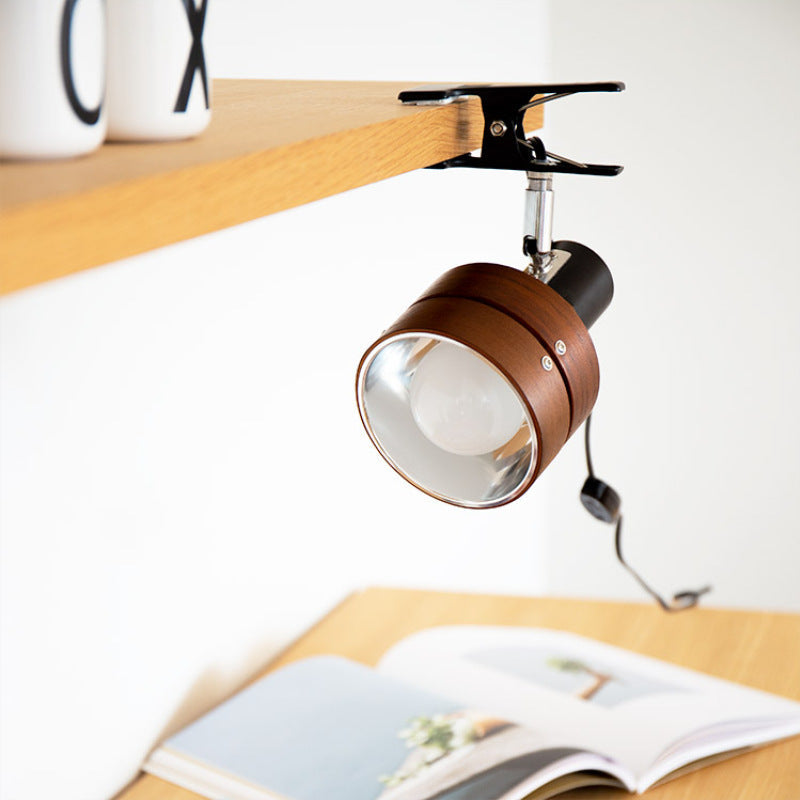 Japanese-Style Clip-On Wall Sconce with Wooden Shade and Round Design for Bedroom or Living Room Accent Lighting | Thomler