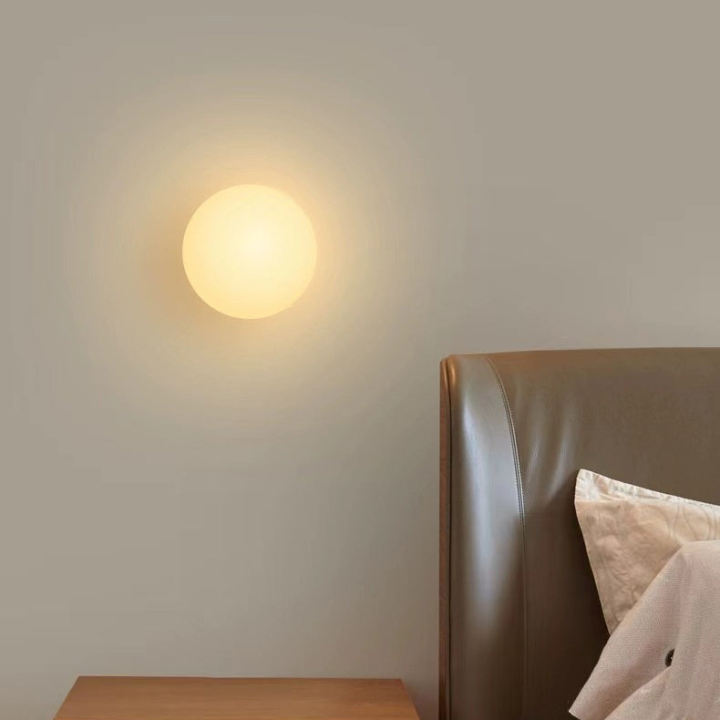 Globe Wall Light Fixture Spherical Shade Bedroom Hallway Ambient Lighting Contemporary Mount Minimal Design Clear Glass Room Accent | Thomler