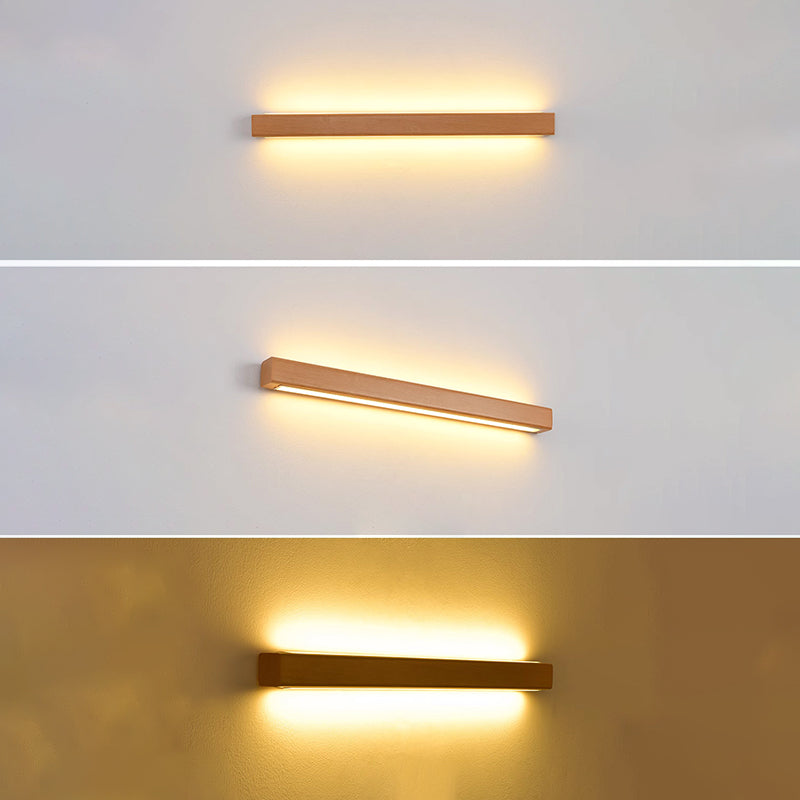 Wall Lamp Wood LED 23.6 in Vanity Bathroom Mirror Linear Modern Lighting Fixture Hardwired Minimalist Cabinet Light | Thomler