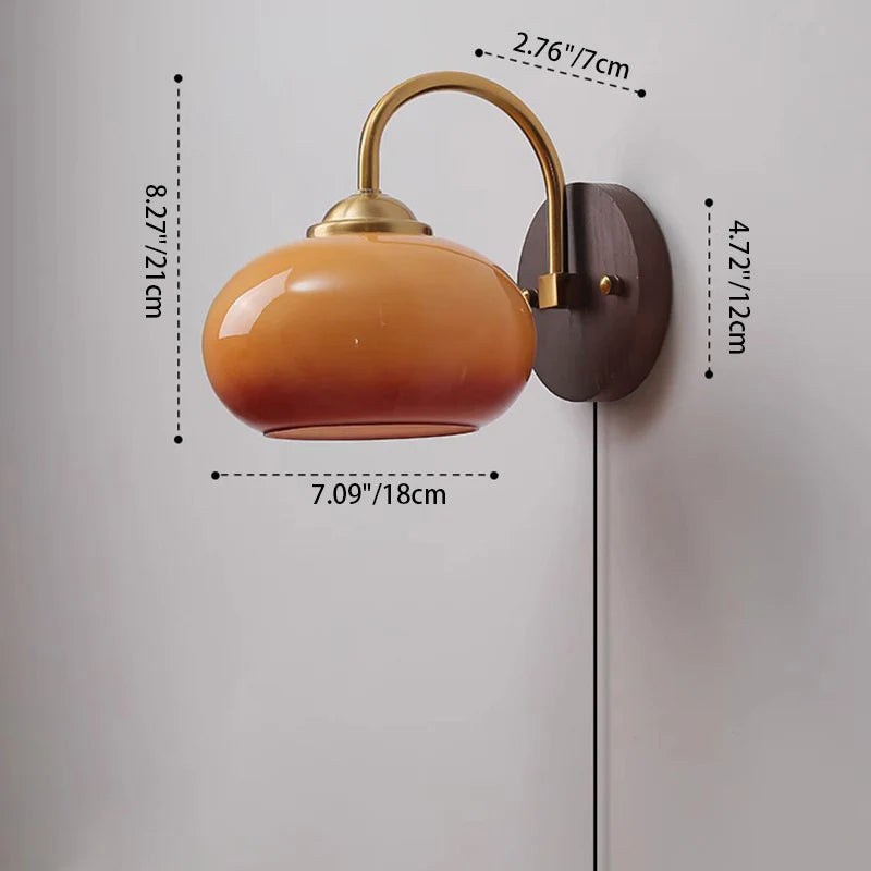 Wall Lamp Ash Wood 8.3 in x 7.1 in Caramel Beige Living Room Bedroom LED E26 Fixture | Thomler