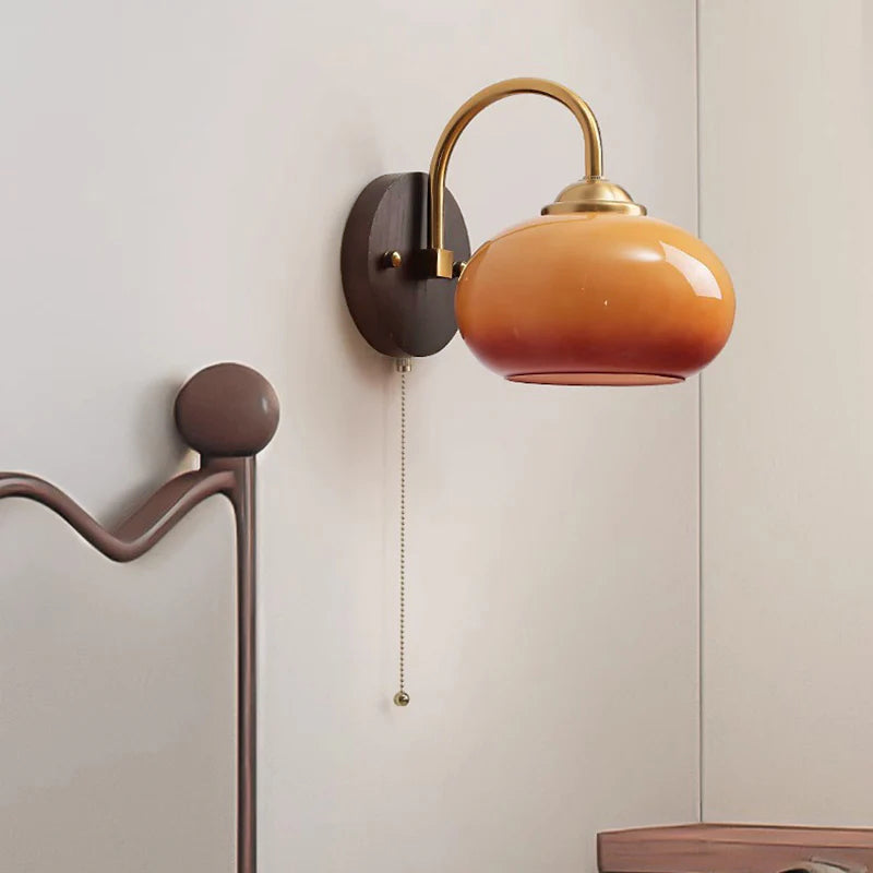 Wall Lamp Ash Wood 8.3 in x 7.1 in Caramel Beige Living Room Bedroom LED E26 Fixture | Thomler